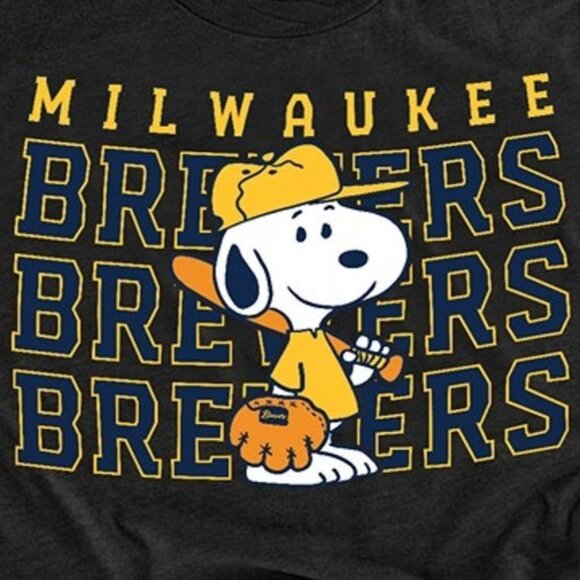 Snoopy Milwaukee Brewers Lets Play Baseball Shirt 51 - Picture 2 of 5